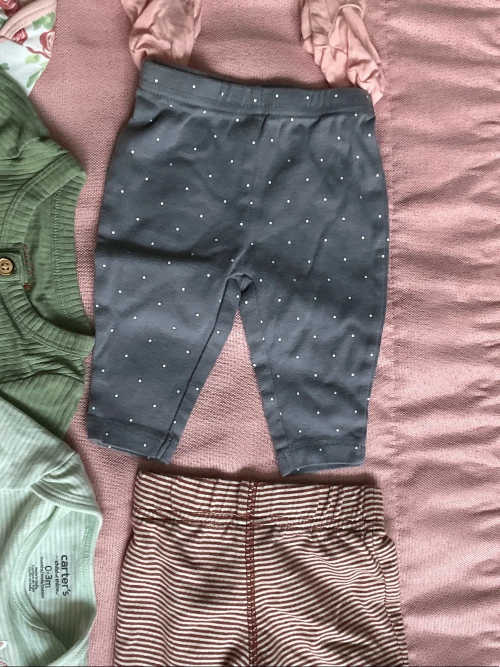 Carter's Pastel Pink, Mint Green & Rose Print Baby One-Piece Lot